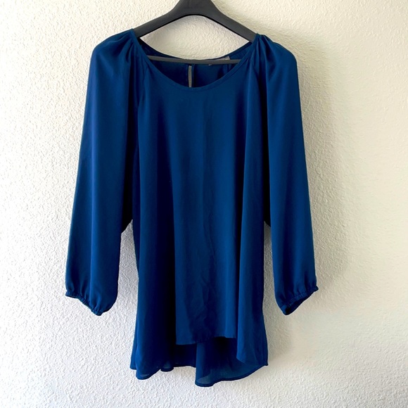 Navy Blue Chiffon Blouse - Picture 1 of 2